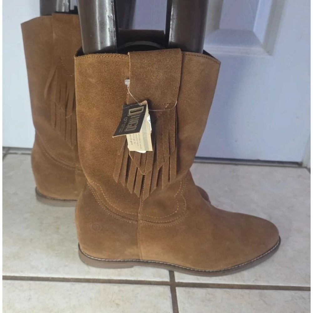 Dingo Kelsey DI901 Western Wedge Boots Womens 11M Brown Suede Leather Fringe NWT